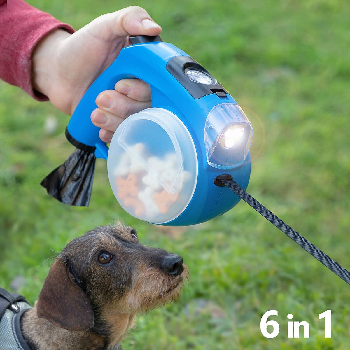 6-in-1 Retractable Dog Leash with LED Light - Vista 1